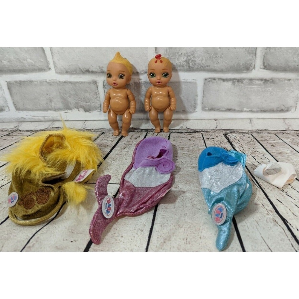 Zapf Creation Baby Born 4" surprise dolls boy girl lot 2 mermaid lion swaddles